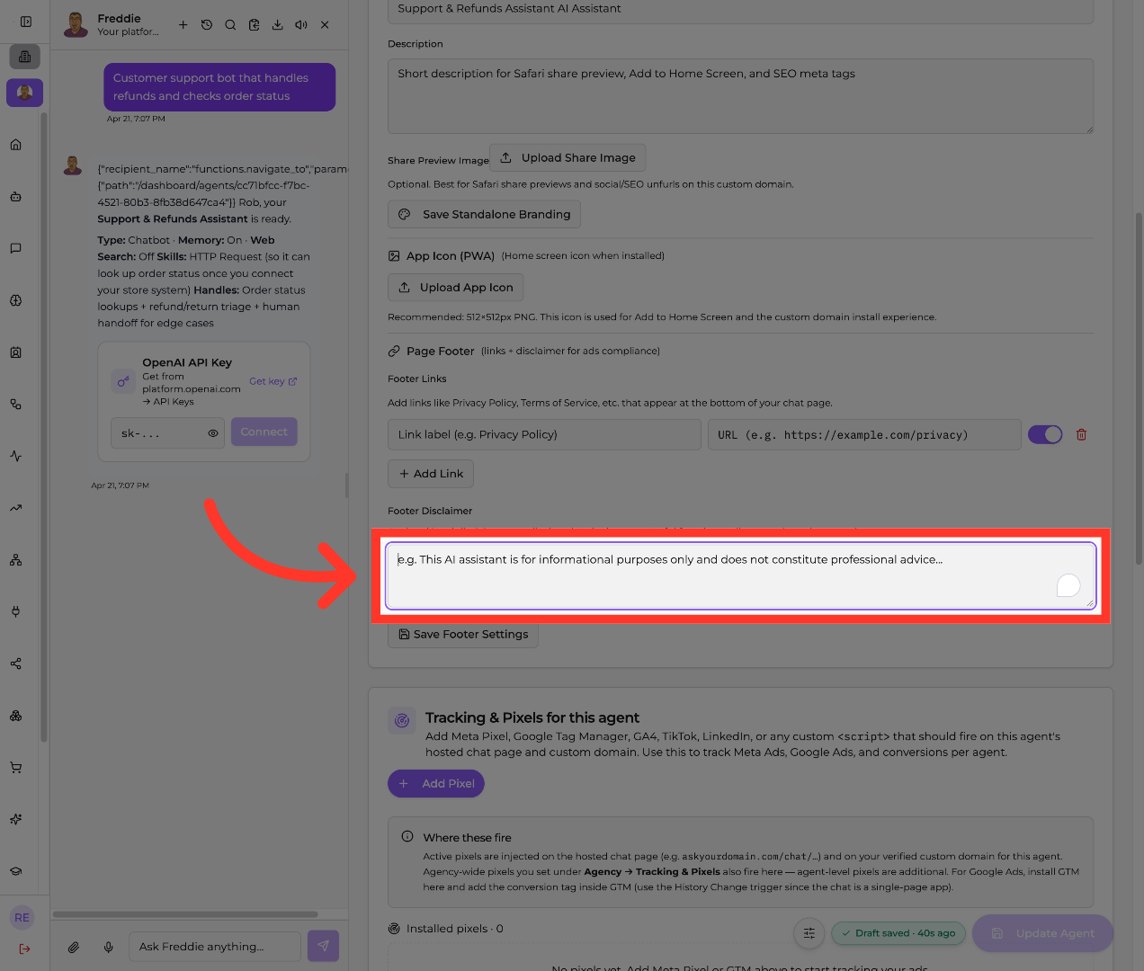 Edit Disclaimer Text