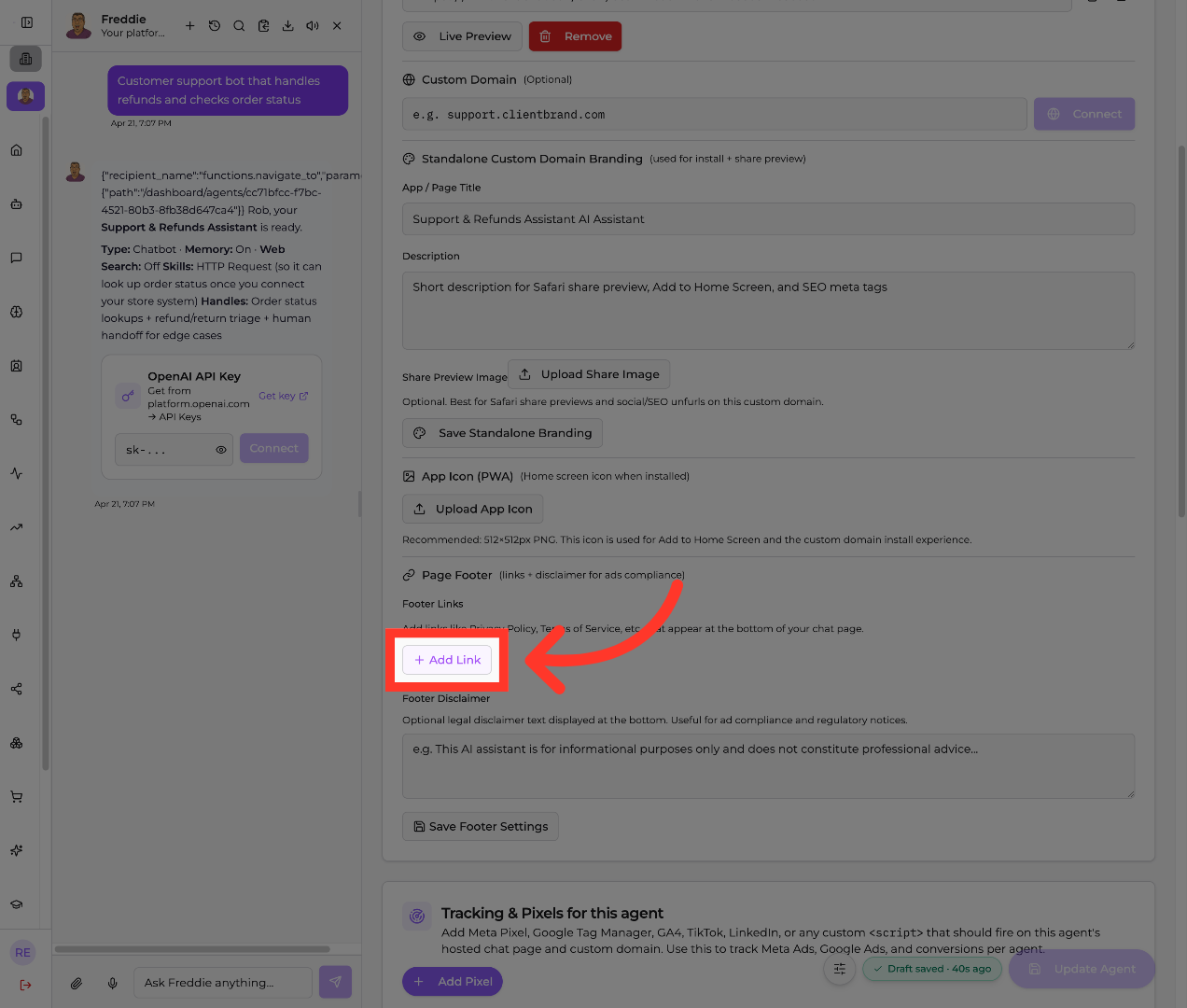 Add Footer Link
