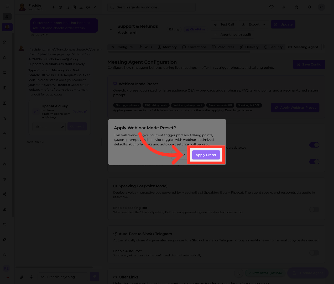 Confirm Preset Application