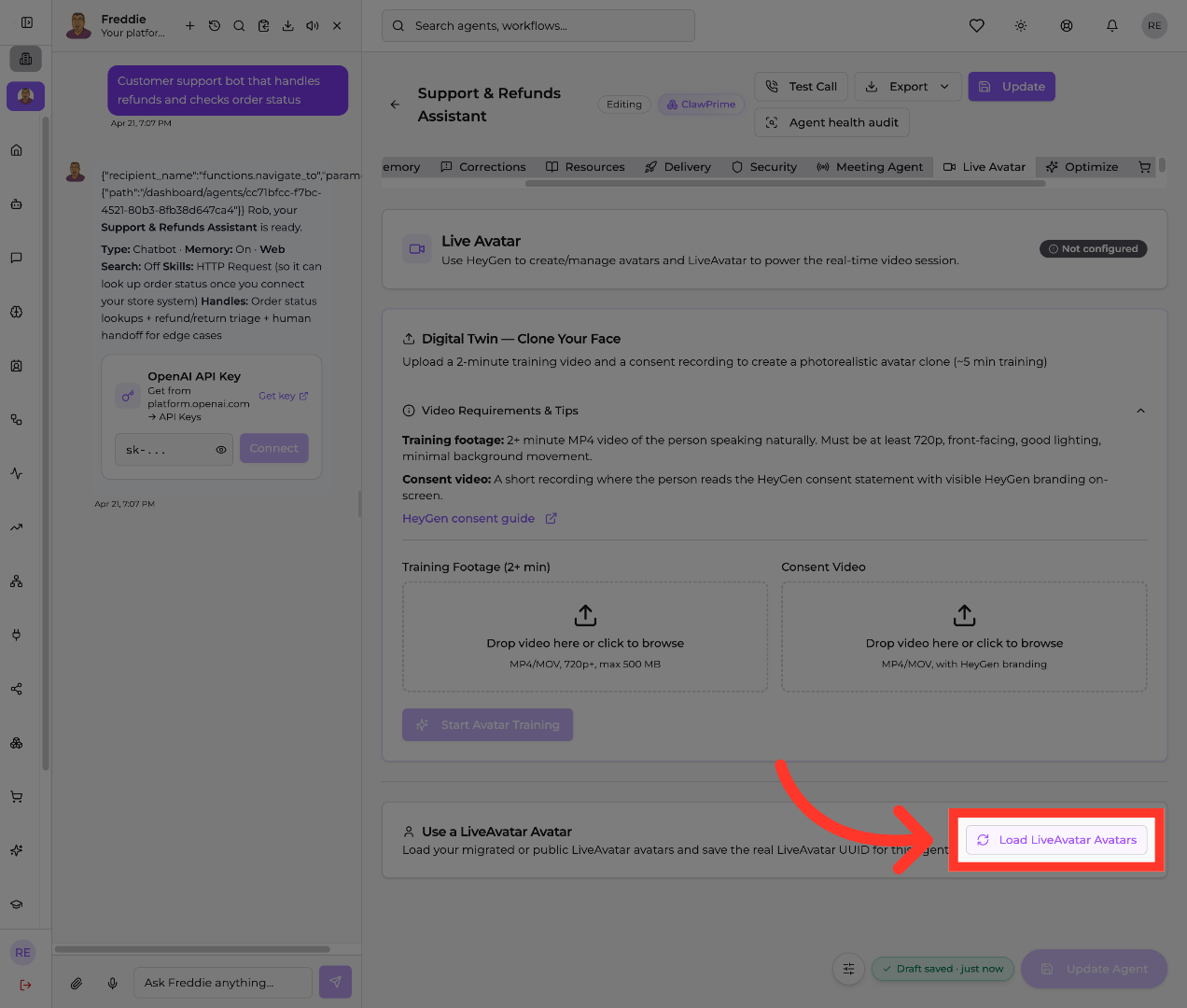 Load Existing Live Avatars
