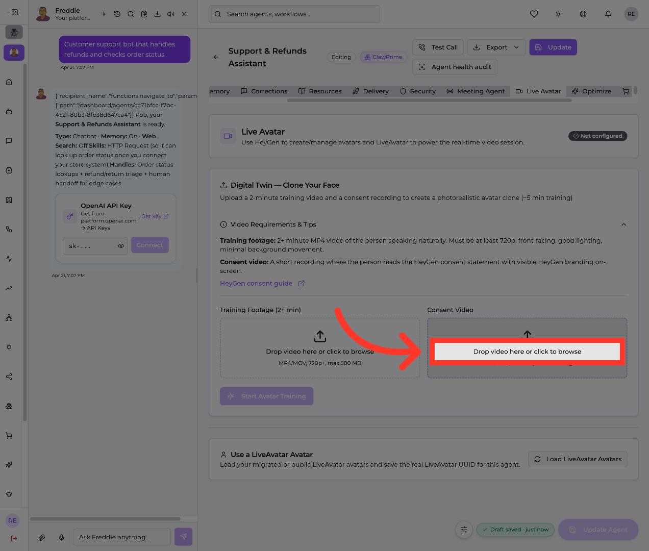 Confirm Video Upload Area