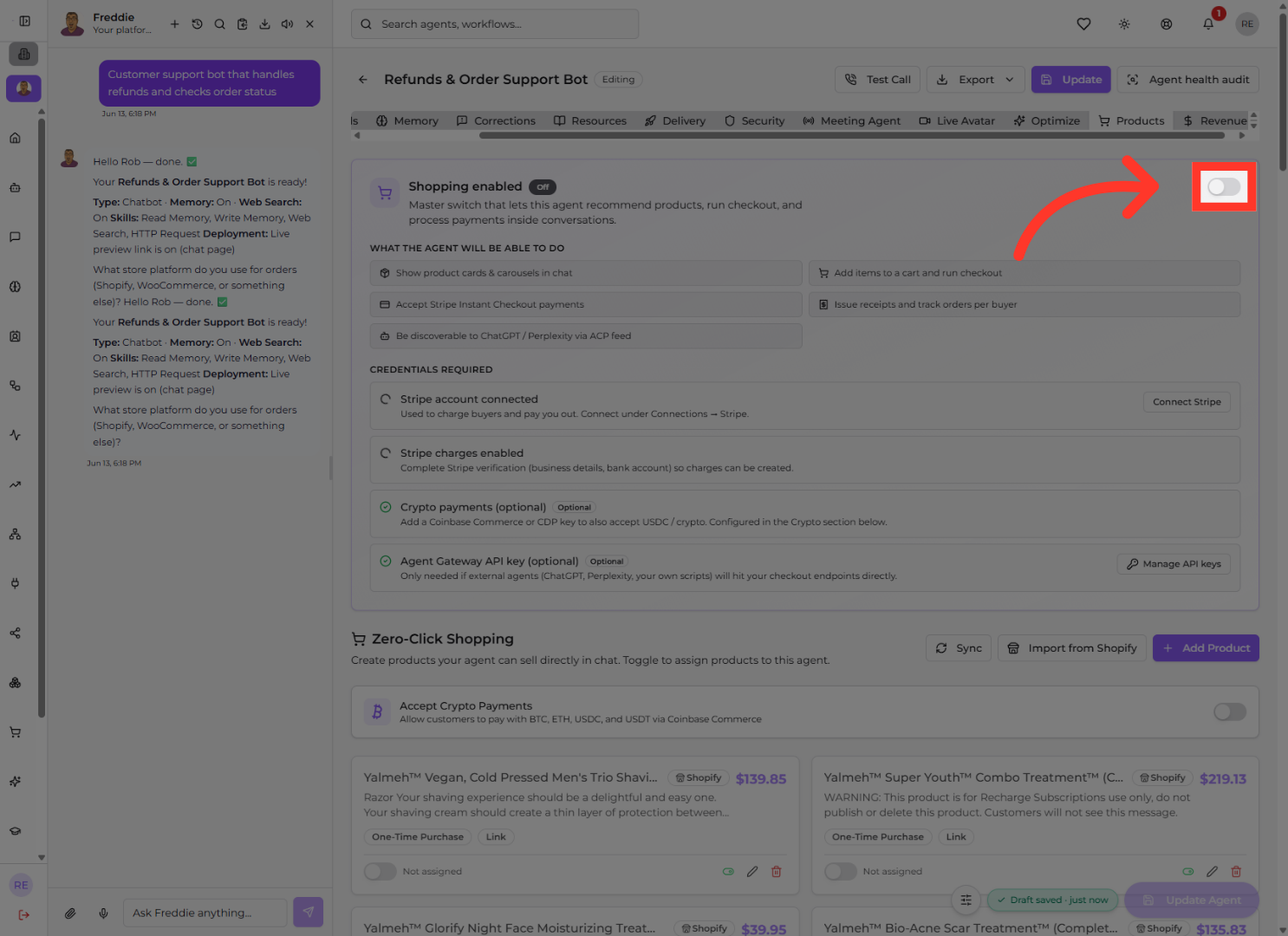 Enable Shopping Feature