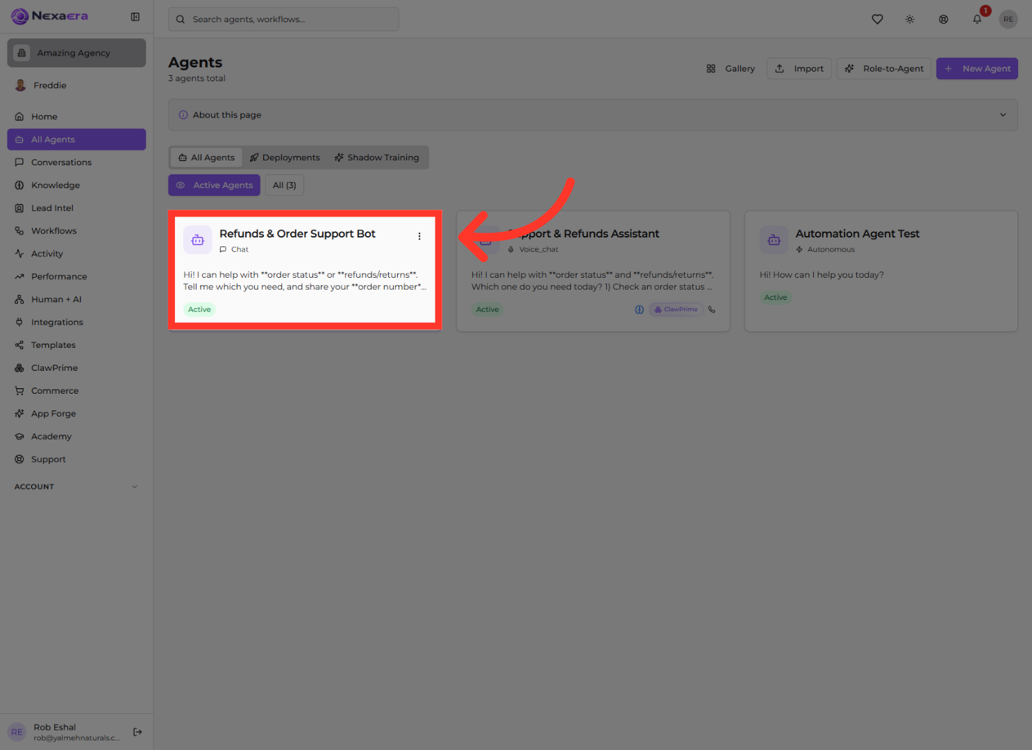 Select Refunds & Order Support Bot