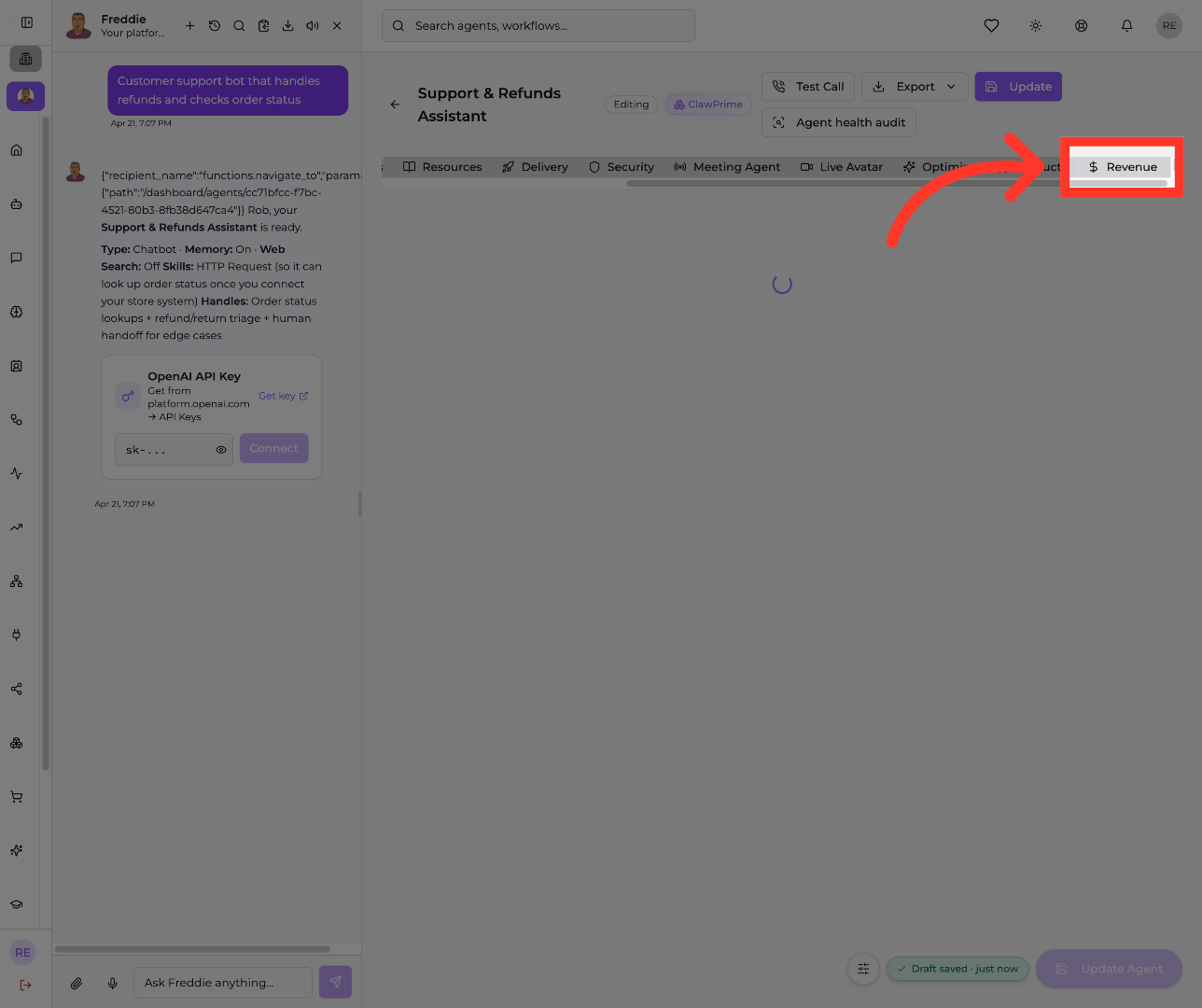Select Revenue Tab