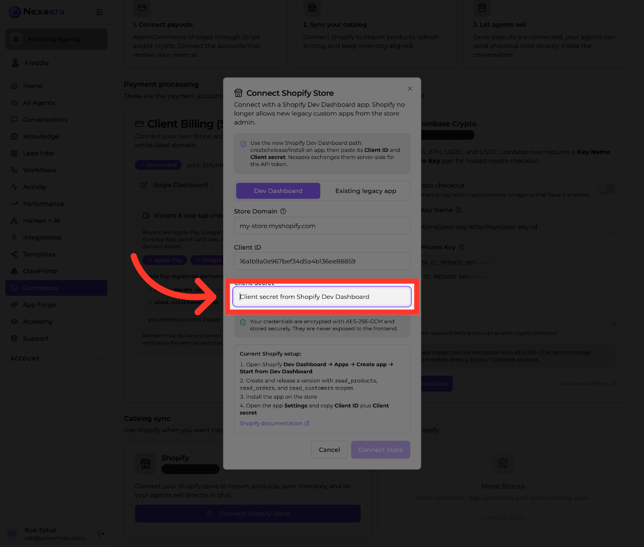 Select Client Secret Field