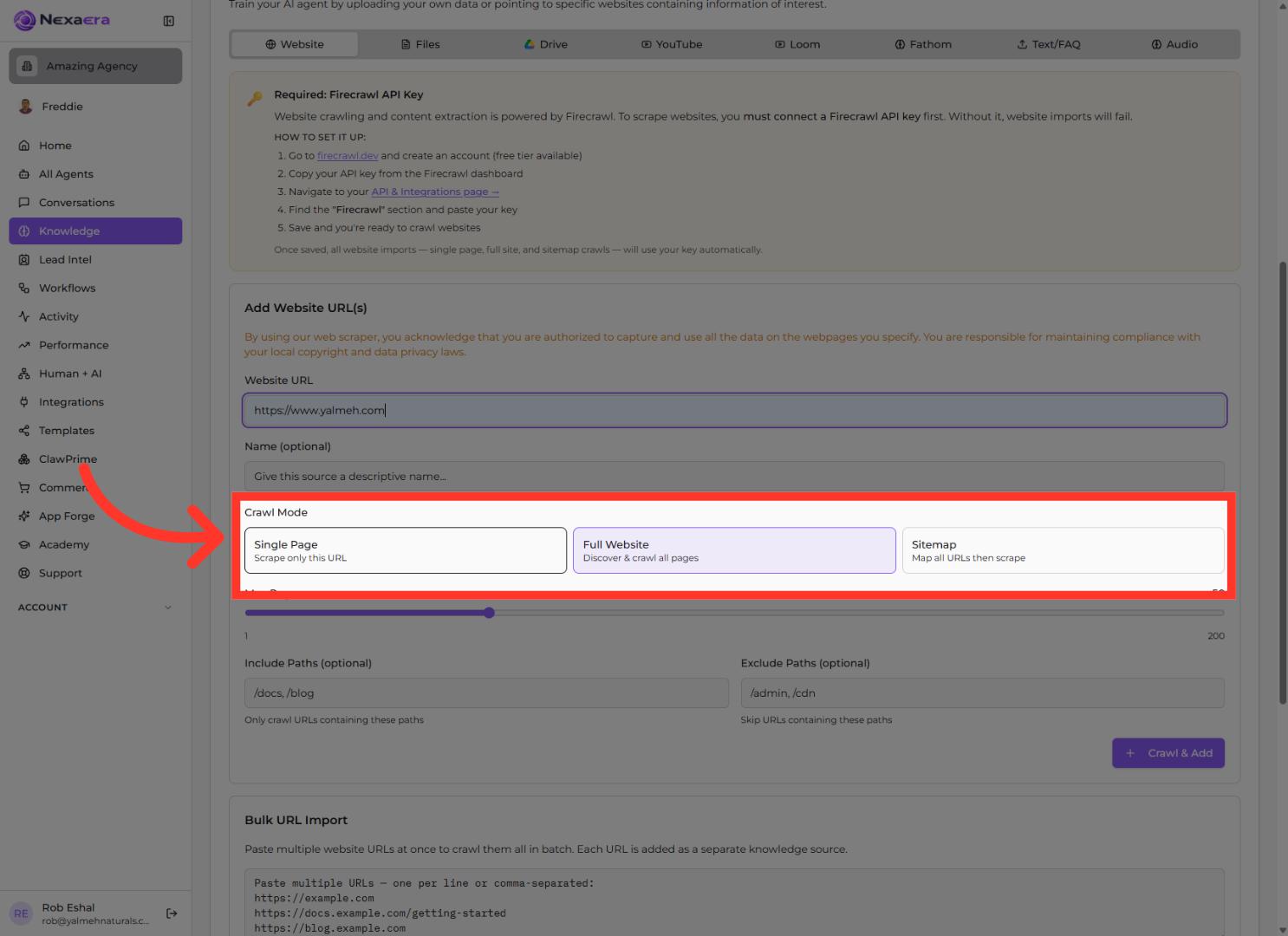 Choose Single Page Crawl