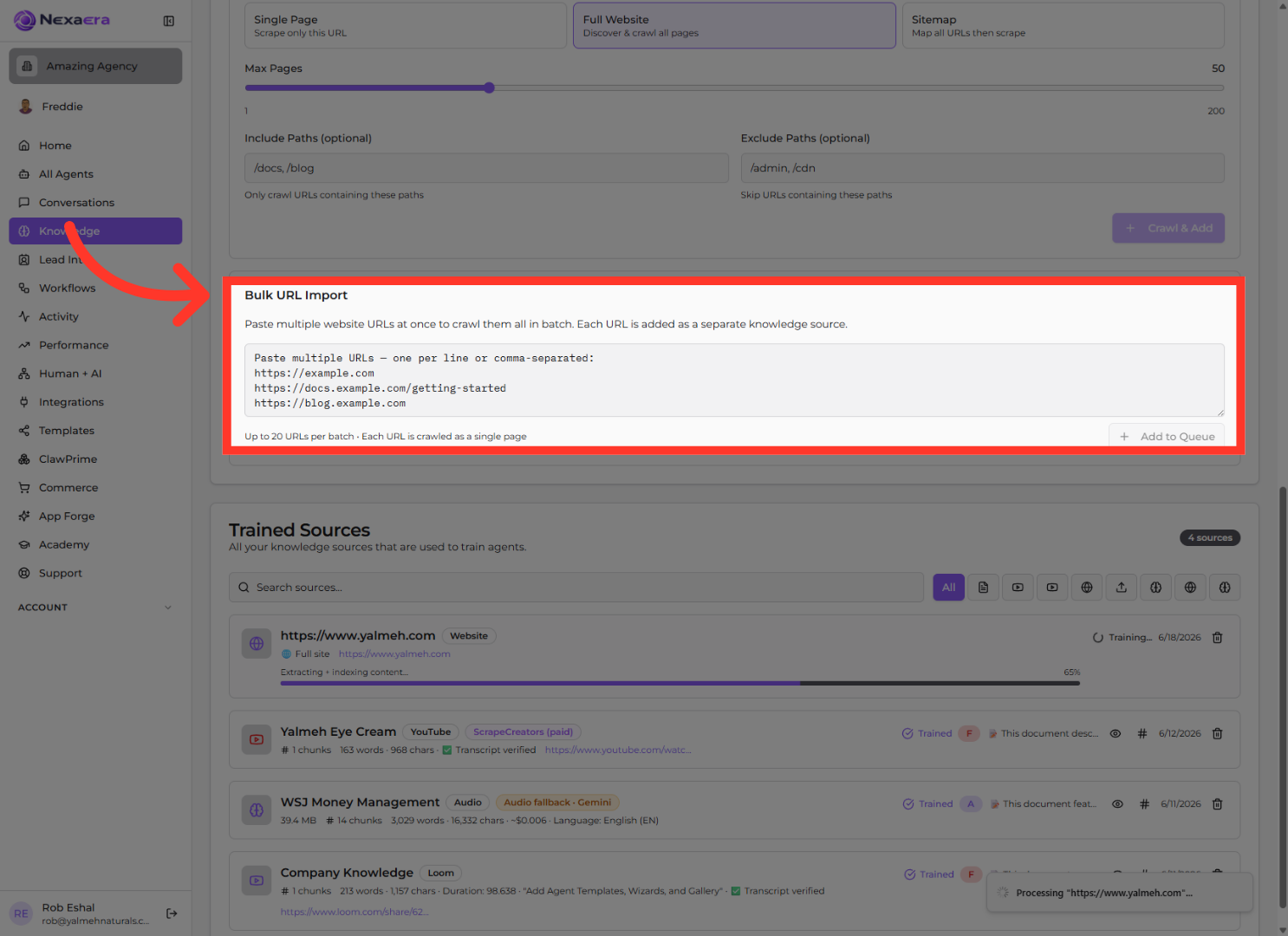 View Website Crawl Data