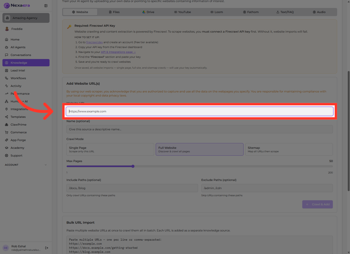 Select Website URL Field