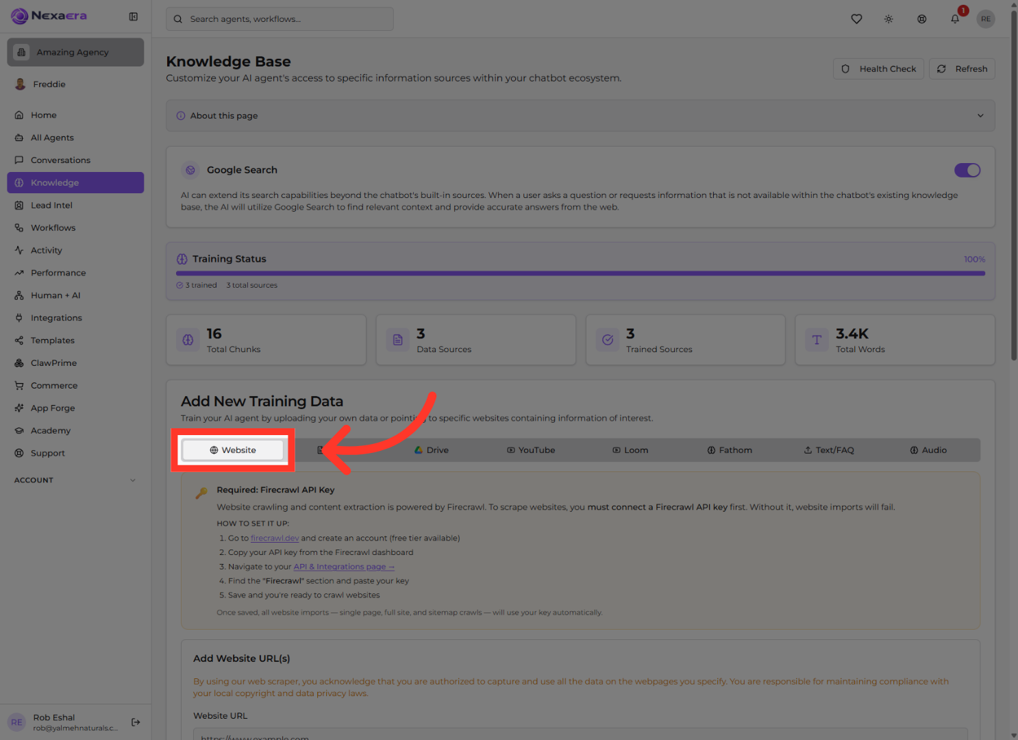 Open Website Settings