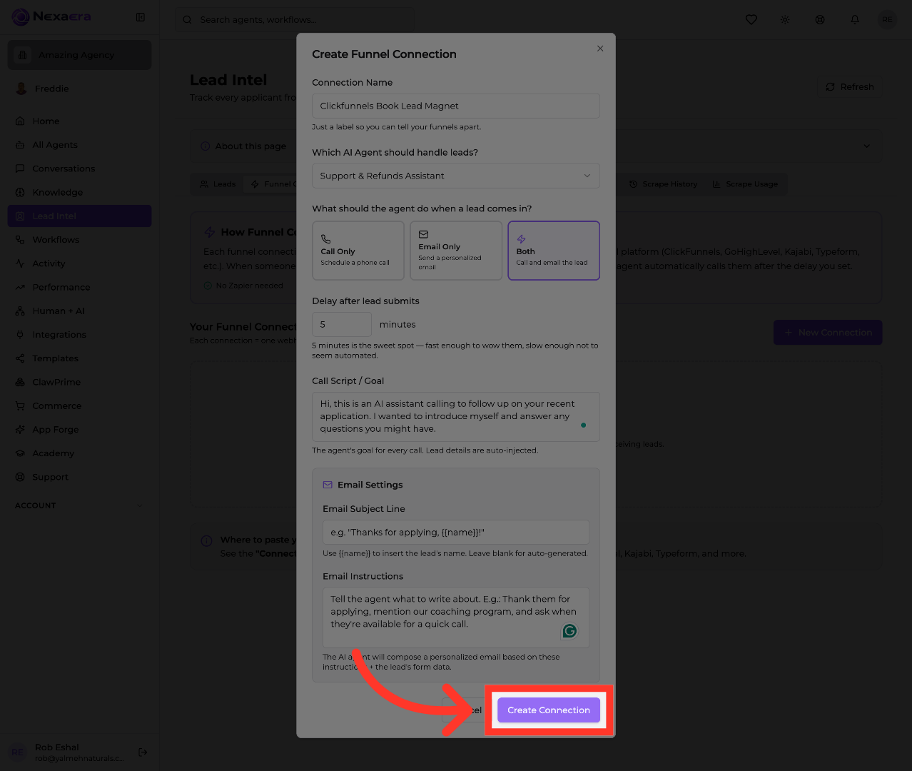 Create Funnel Connection