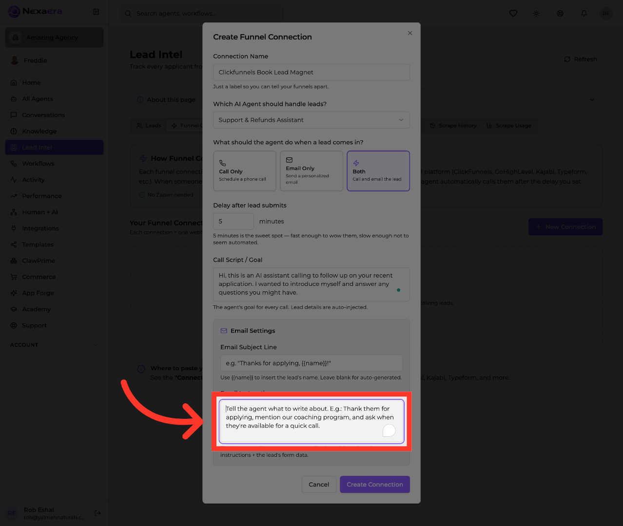 Add Email Instructions