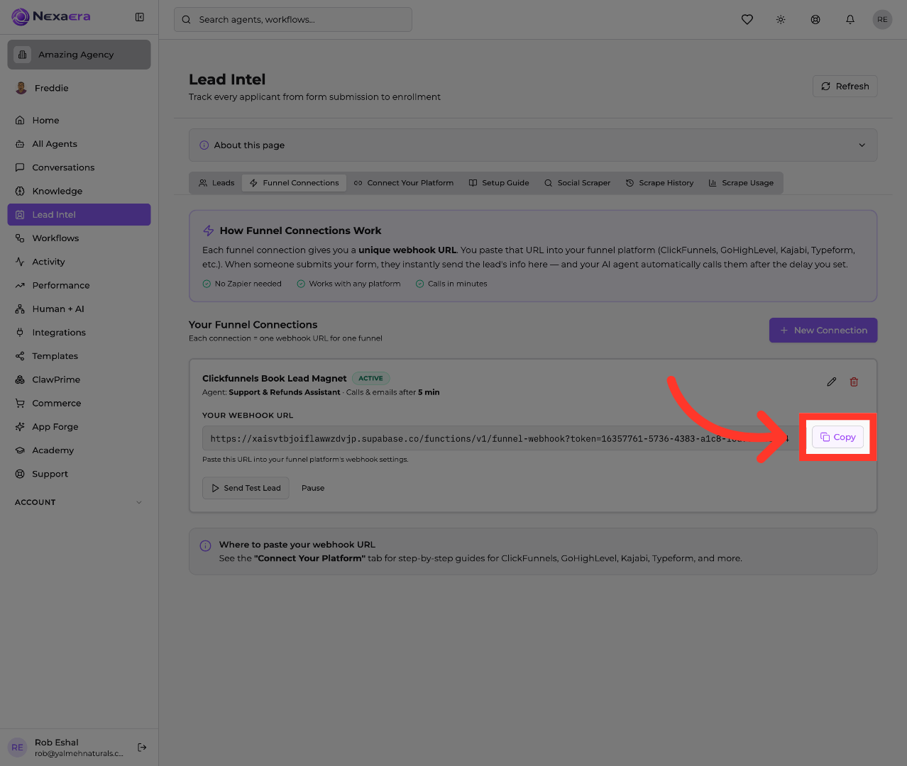 Copy Webhook URL