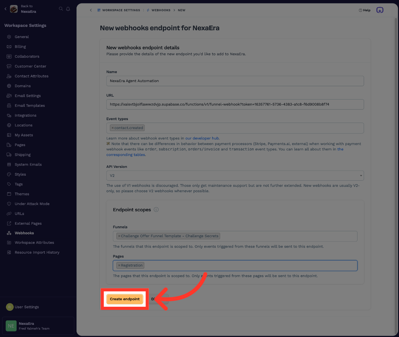 Create Webhook Endpoint