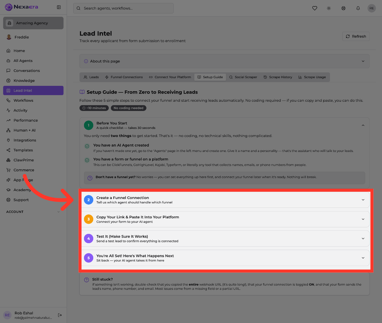 Create Funnel Connection