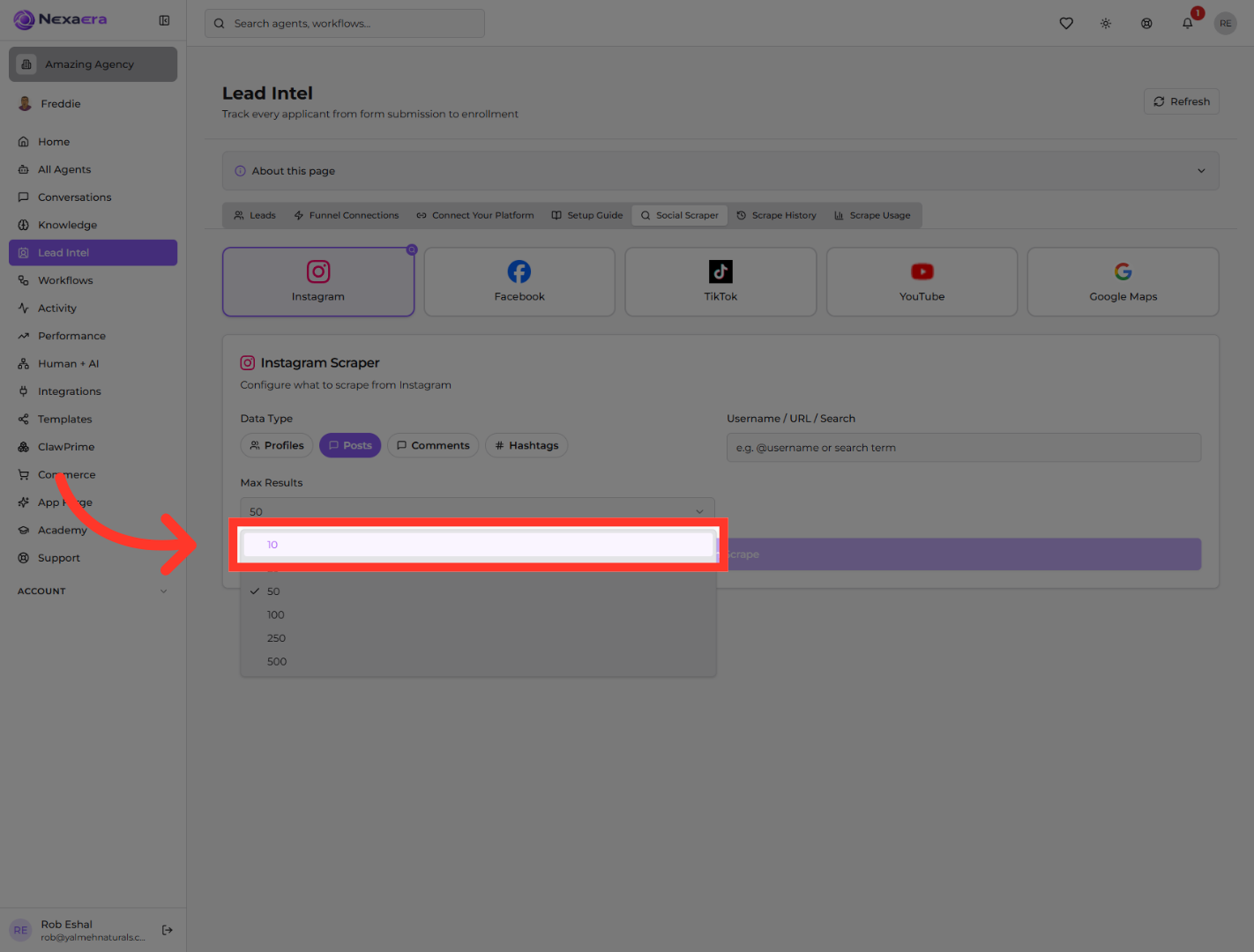 Set Results Display Limit