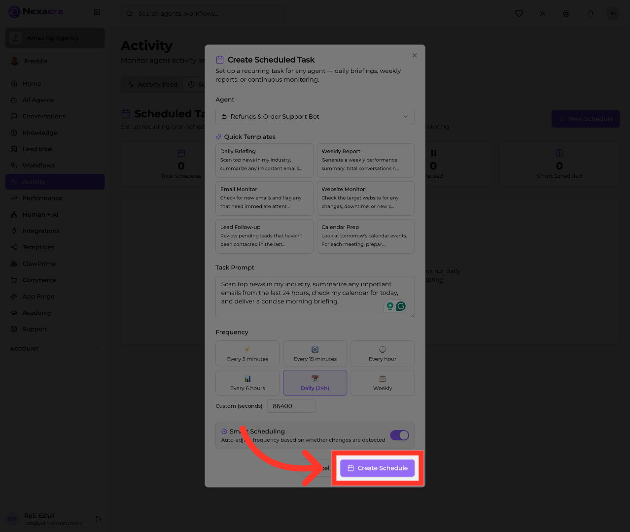 Finalize Schedule Creation