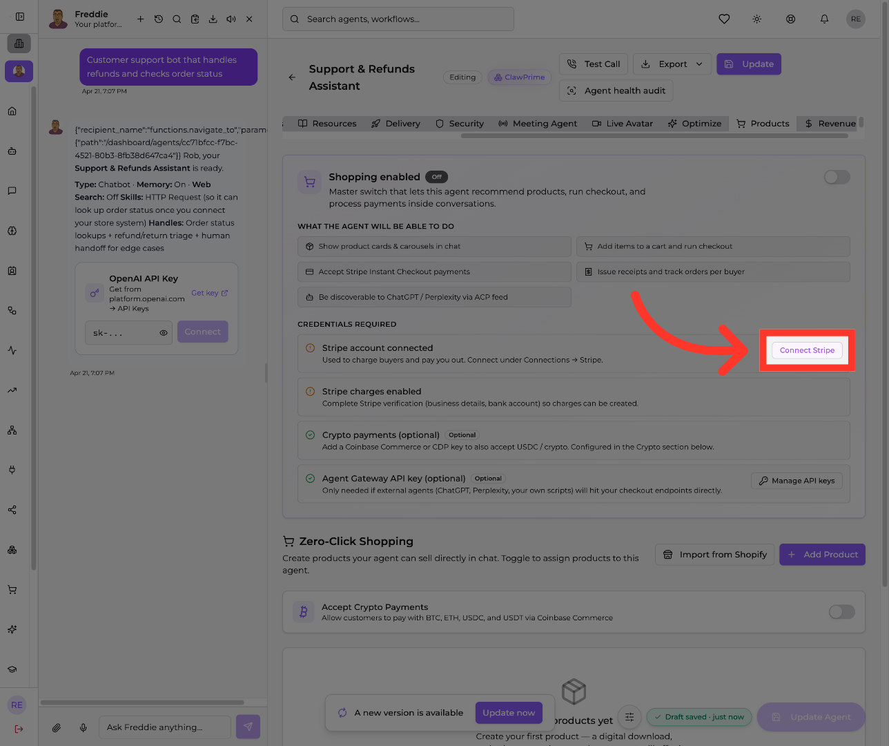 Initiate Stripe Connection