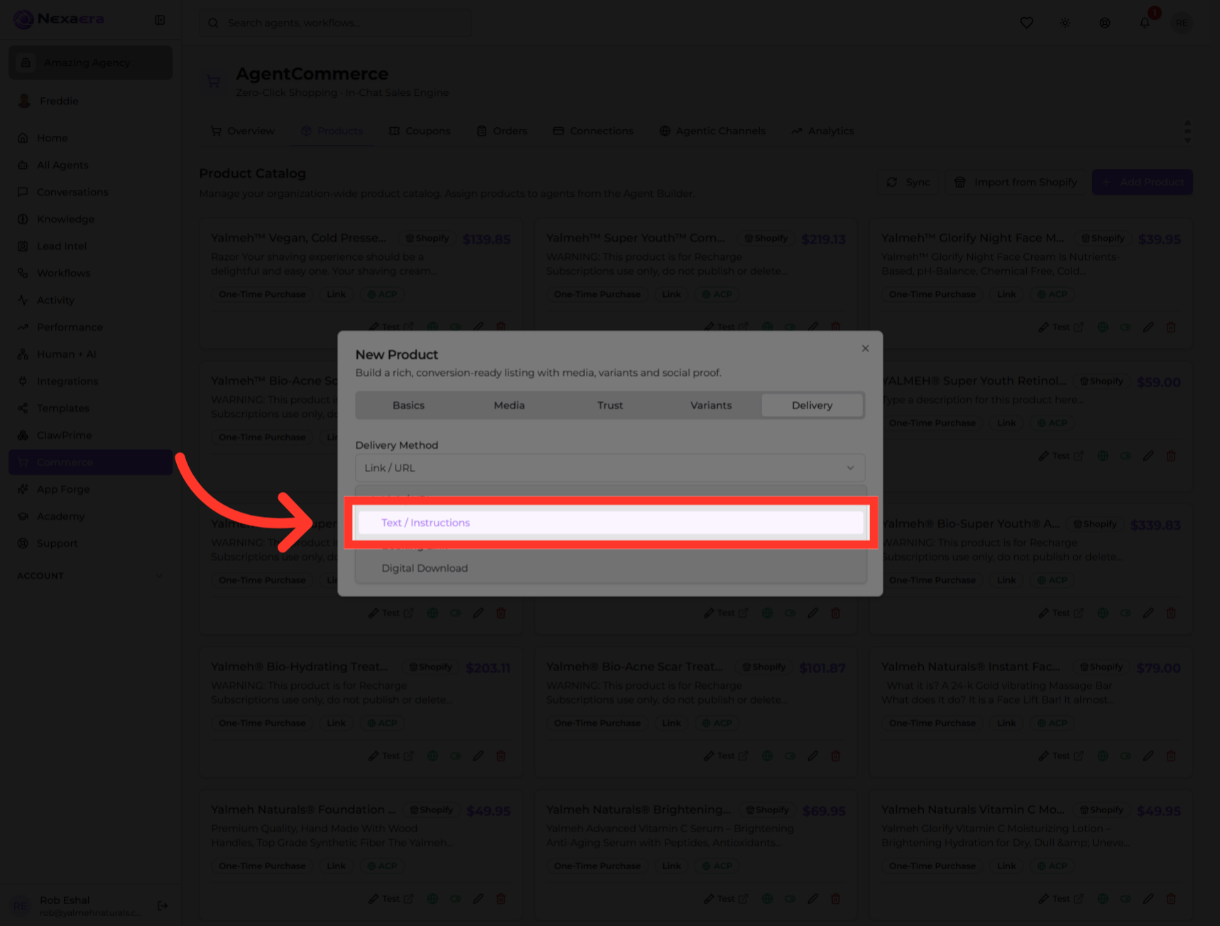 Access Instructions Tab