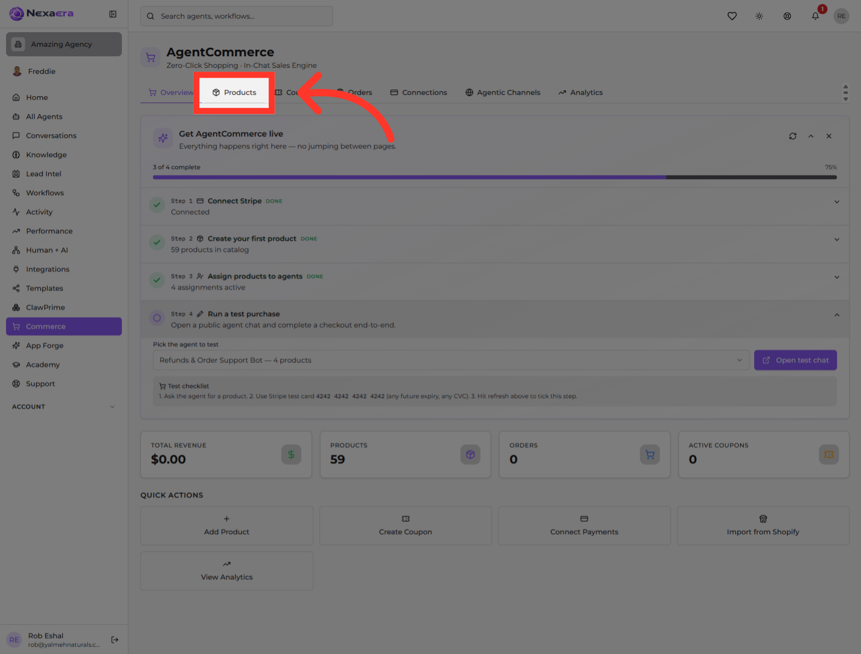 Open Products Page