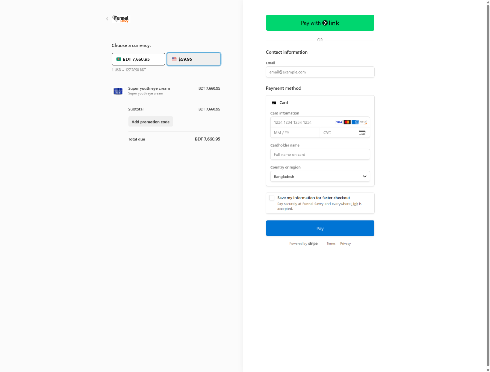 Product Checkout Page