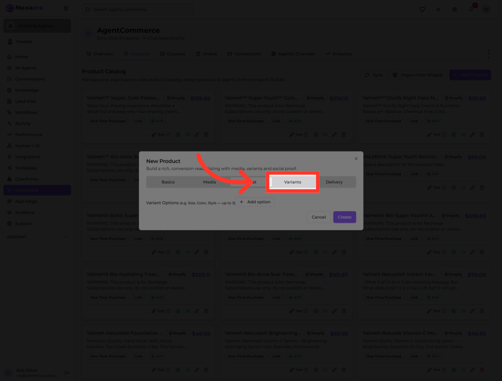 Open Variants Tab