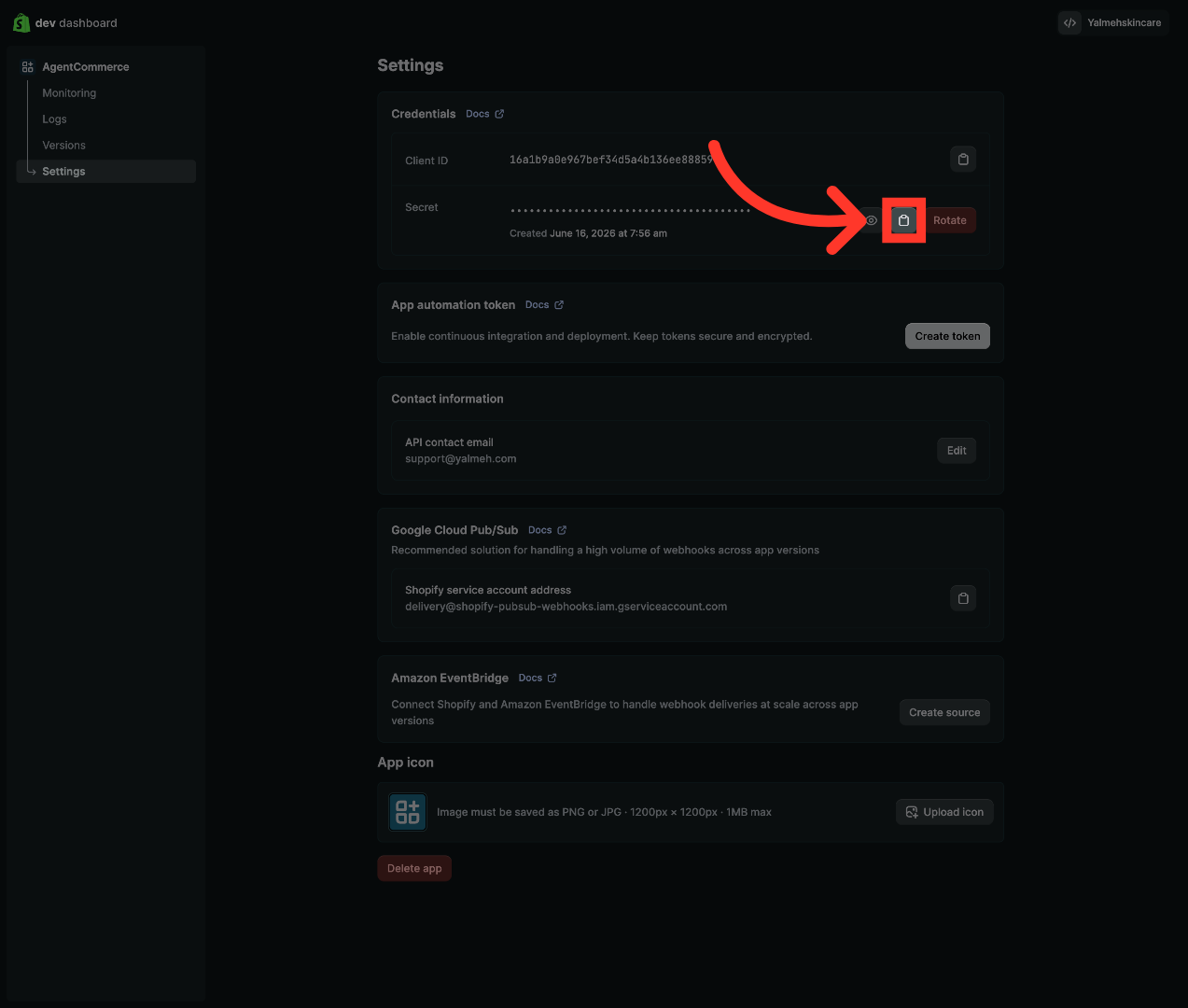 Access Secret Settings