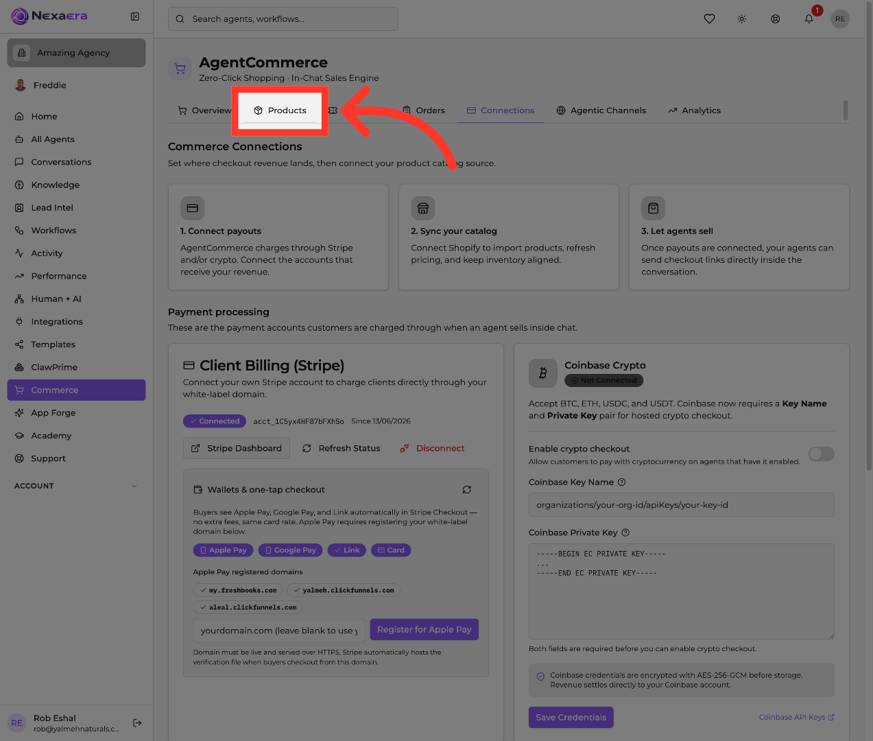 Access Products Section