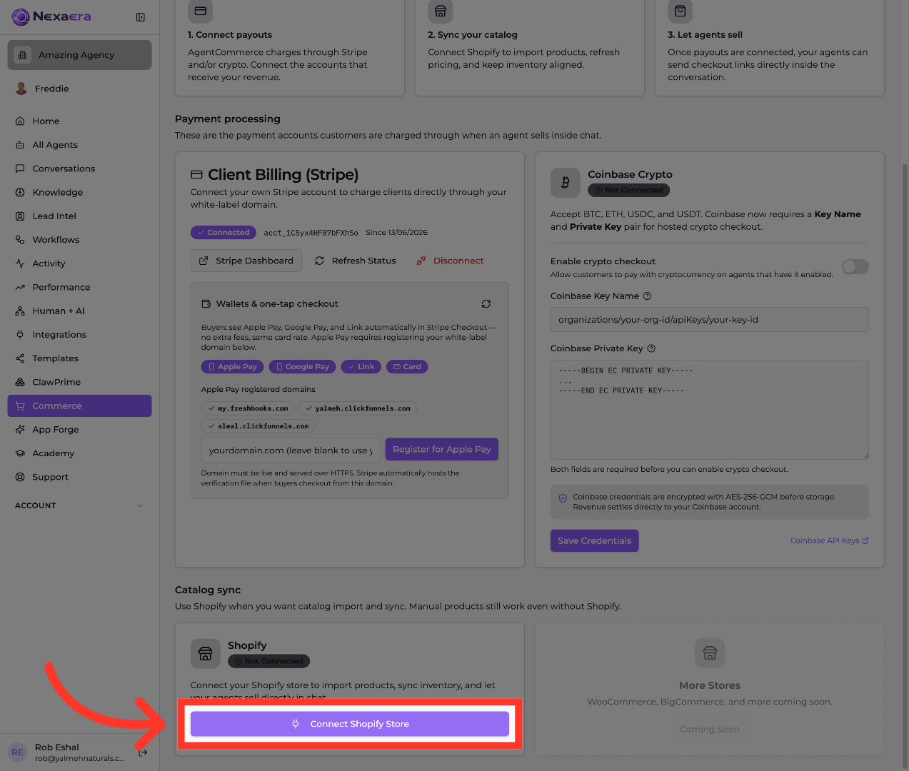 Initiate Shopify Store Connection