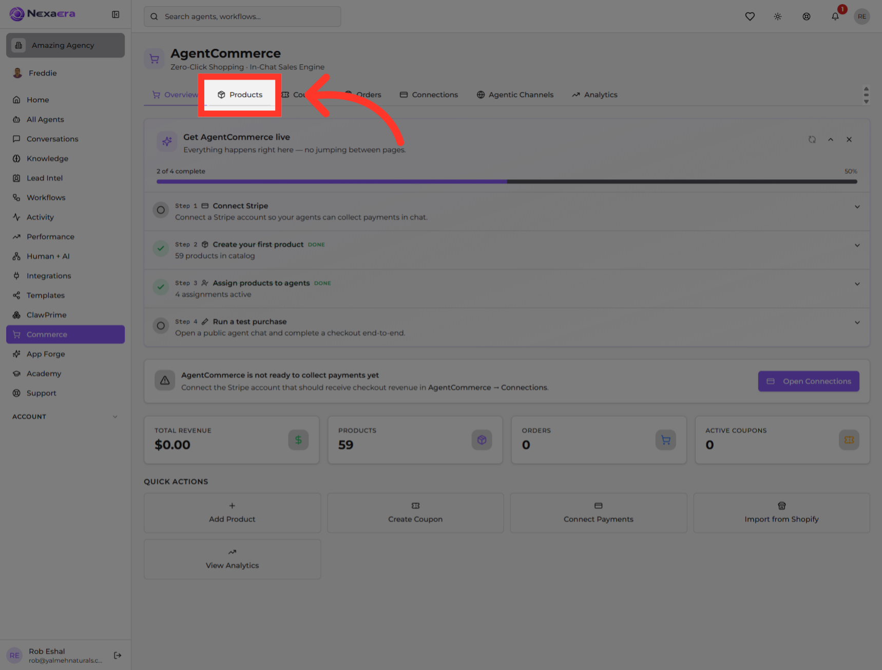 Open Products Page