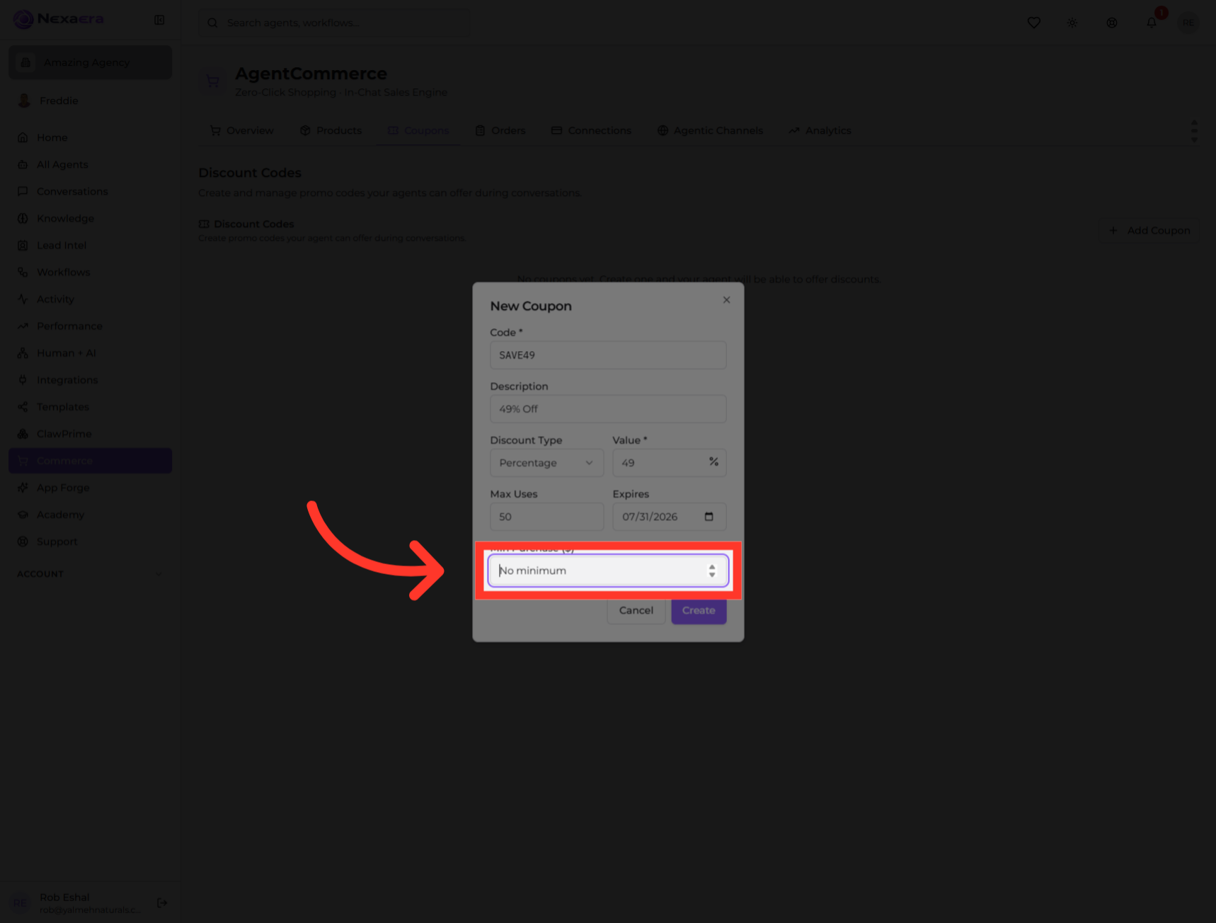 Select Minimum Purchase