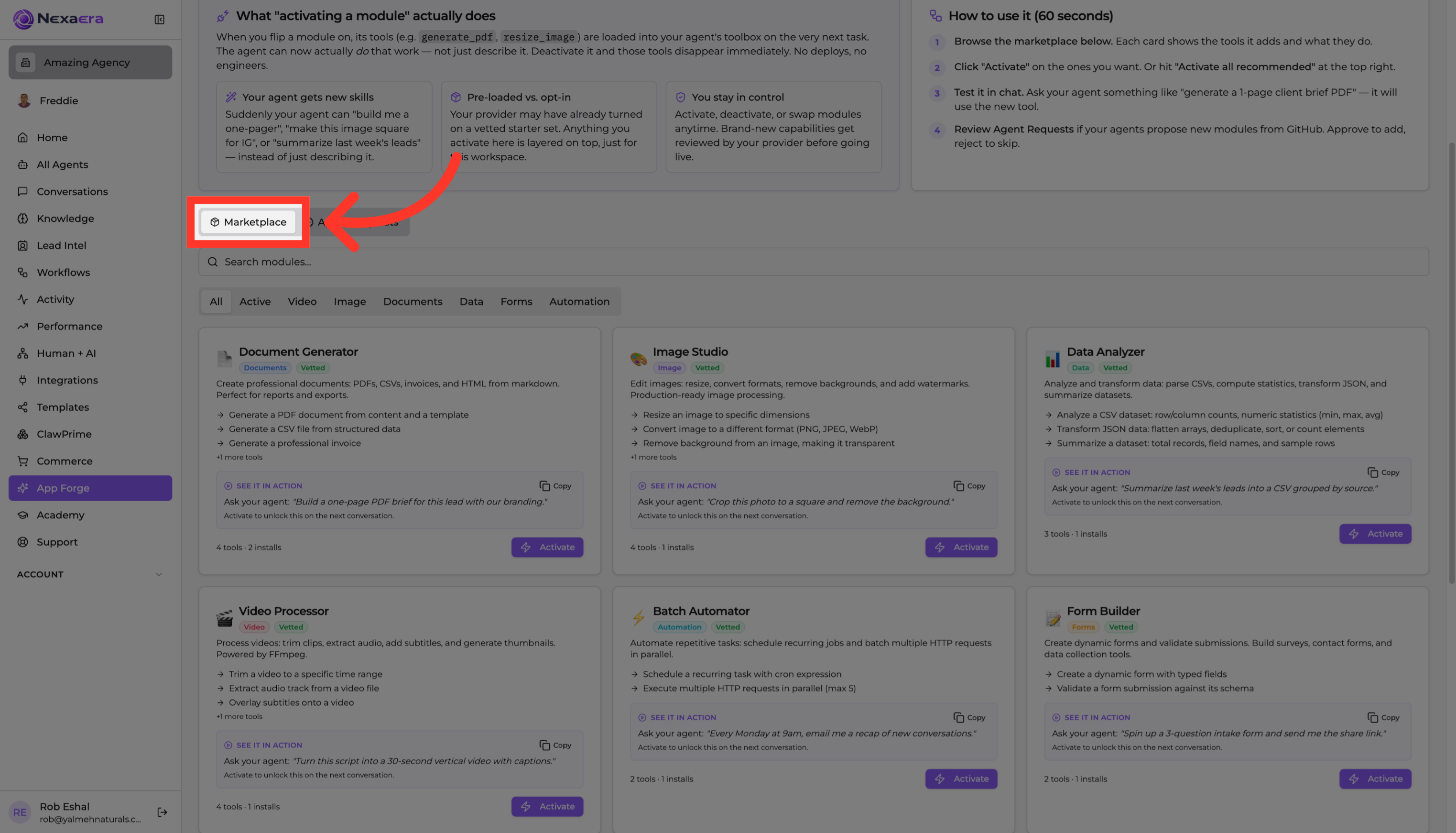 Access Marketplace Section