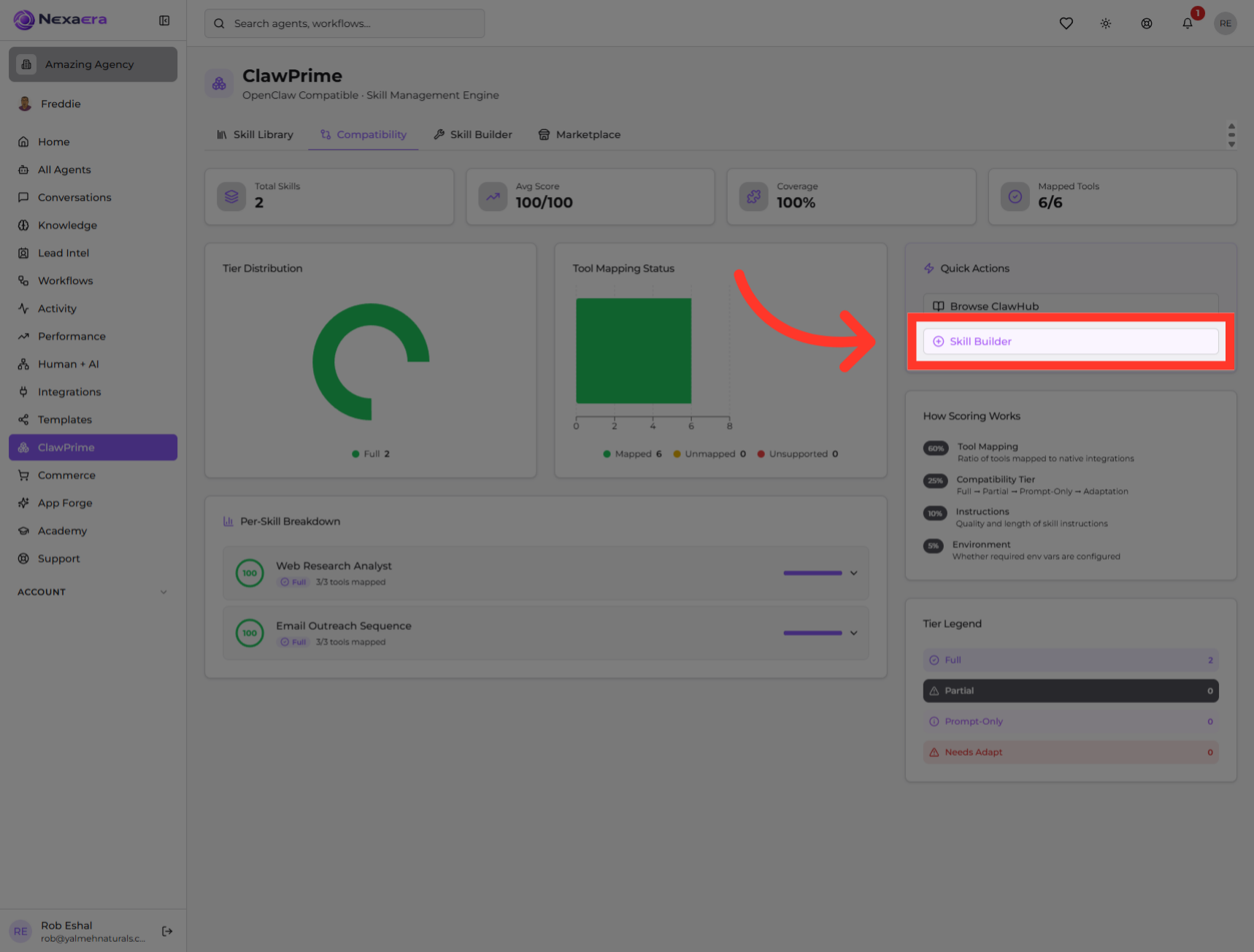 Select Skill Builder Feature