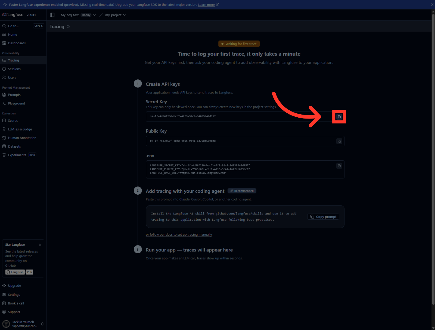Confirm API Key Creation