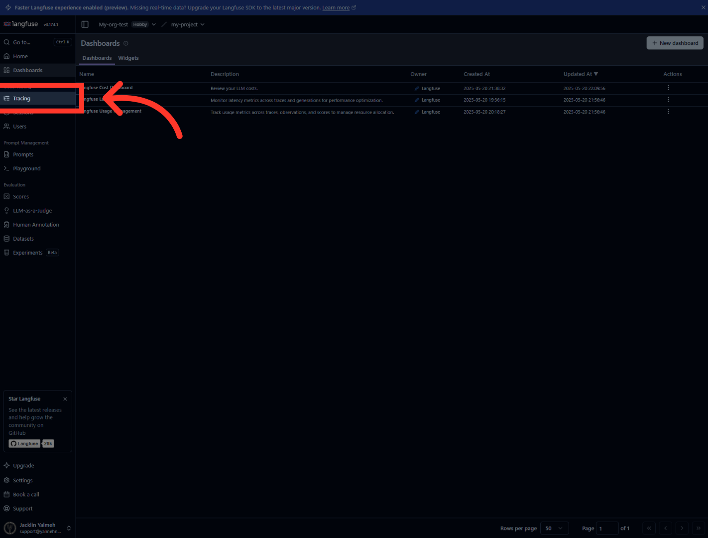 Return To Tracing Tab