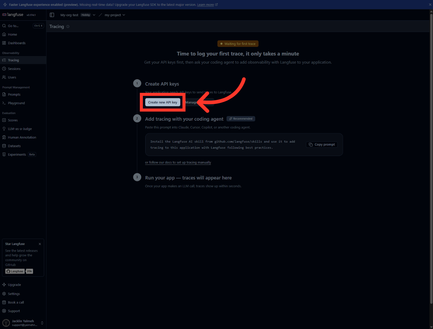 Initiate API Key Creation