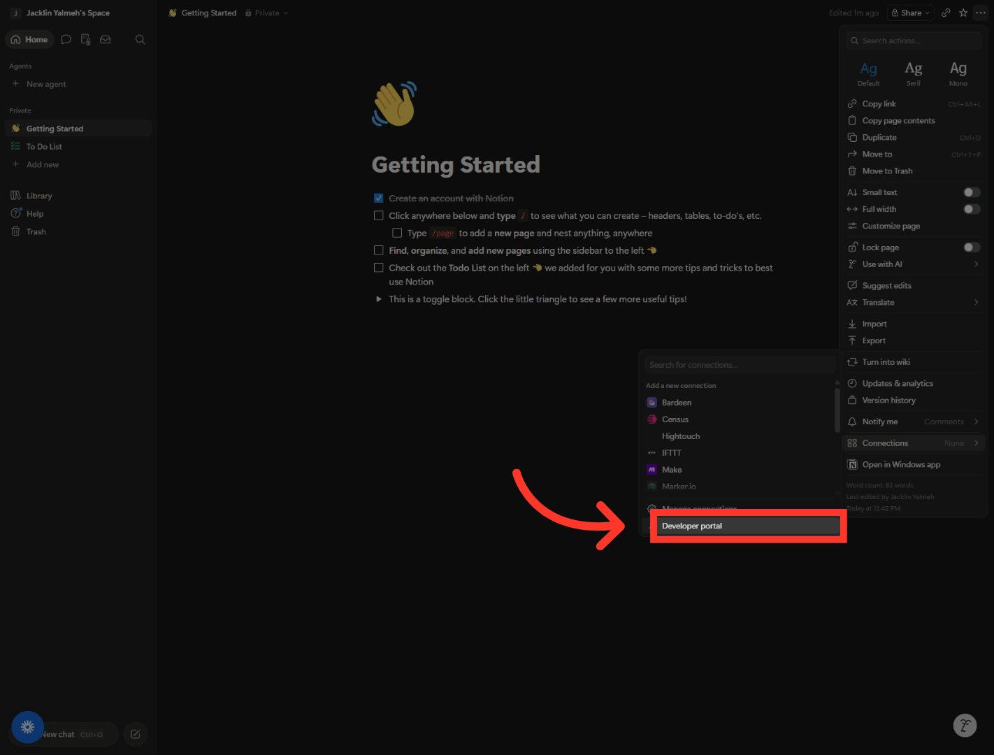 Open Developer Portal Section