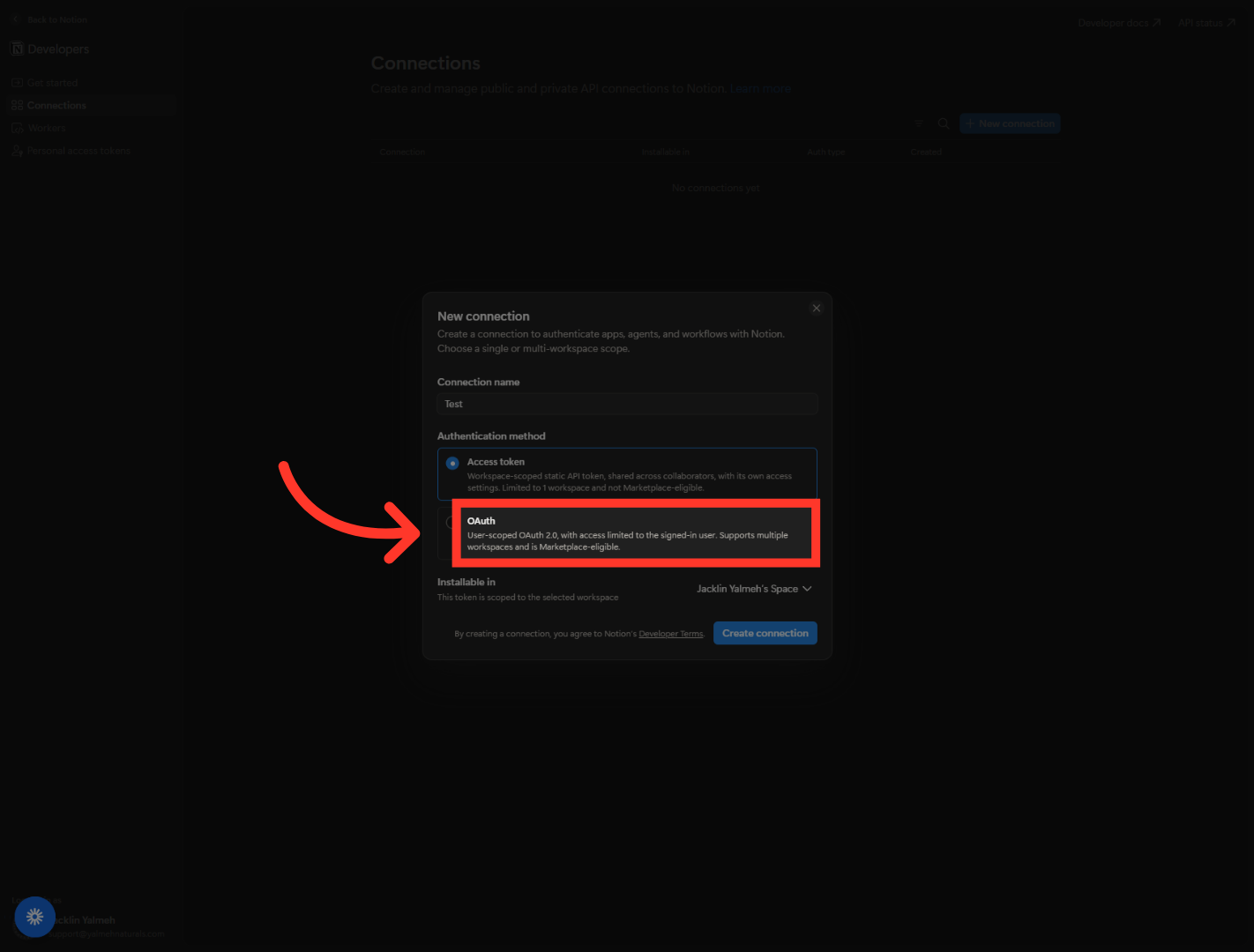 Select OAuth User-Scoped Token