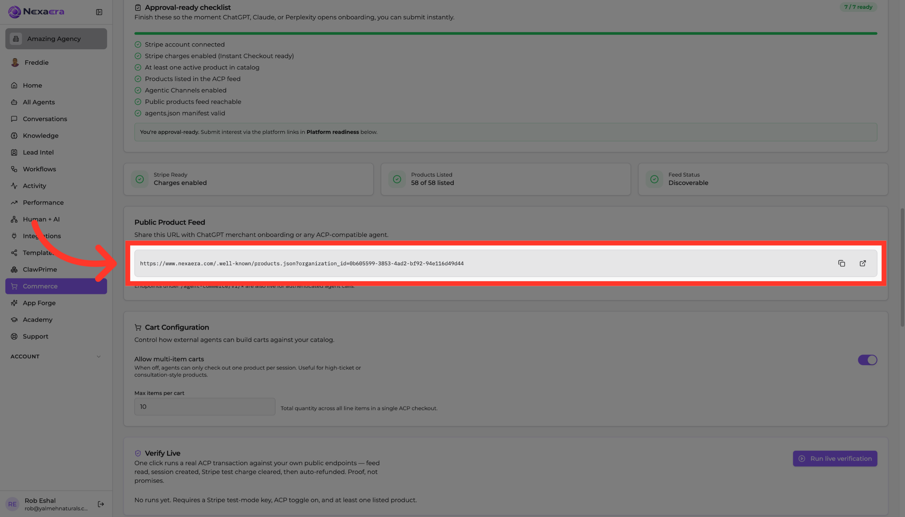 Access Product Feed URL