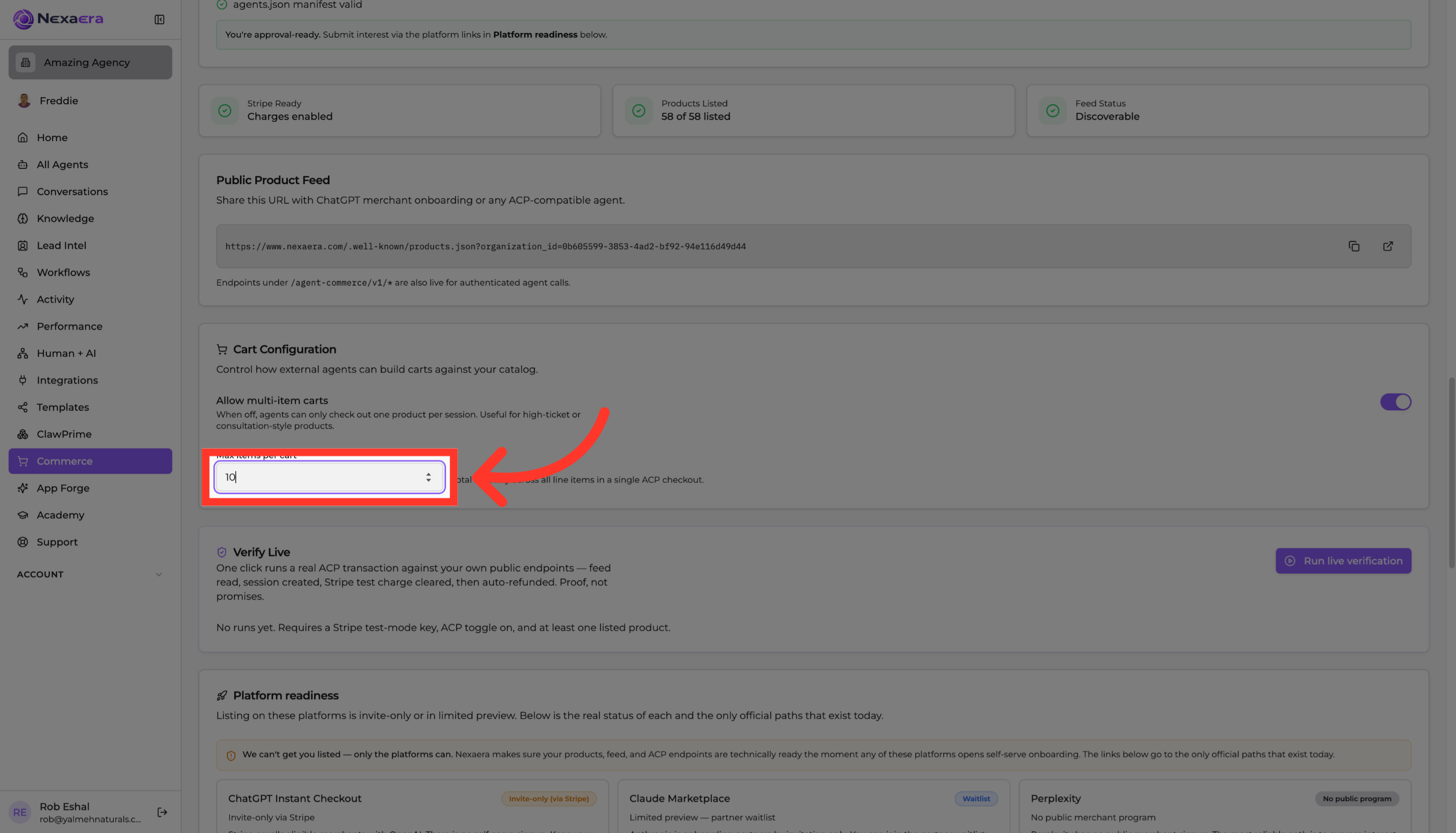 Adjust Cart Item Limit